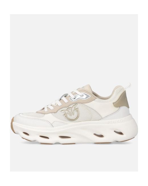 Pinko White Logo-Appliqué Sneakers