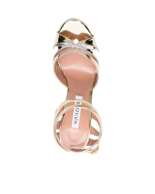Aquazzura 110M Metallic Ankle-Strap Heeled Sandals