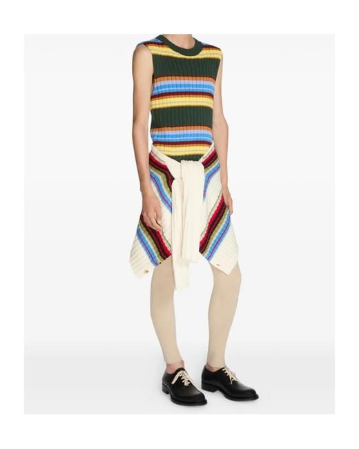 Dries Van Noten Yellow Striped Knitted Vest