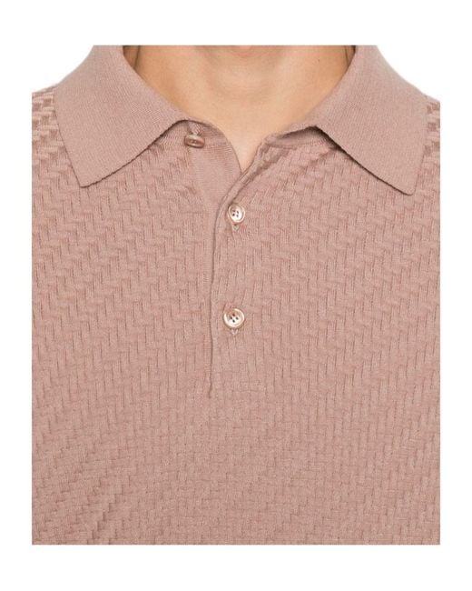 Brioni Pink Short-Sleeved Polo Shirt for men