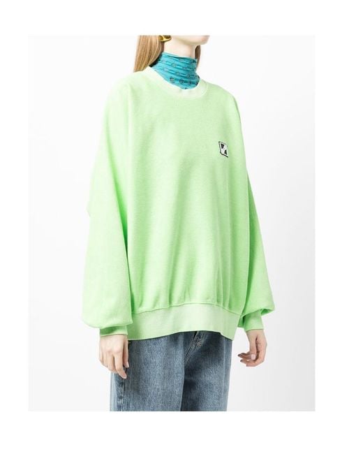 we11done Green Logo-Patch Logo-Print Relaxed Sweatshirt