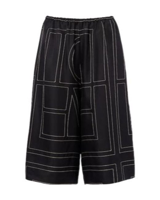 Totême  Black Embroidered Silk Bermuda Shorts