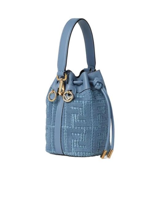 Fendi Blue Mon Tresor Drawstring Bucket Bag