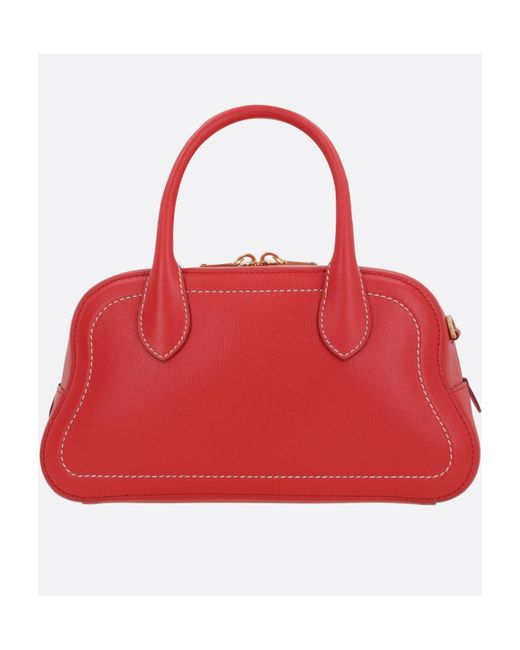 Bally Red Top Handle Tote Bag
