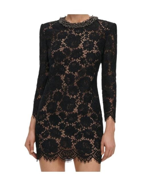 Self-Portrait Black Lace Long Sleeve Mini Dress