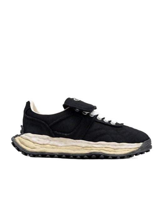 Maison Mihara Yasuhiro Black Logo-Patch Lace-Up Sneakers for men