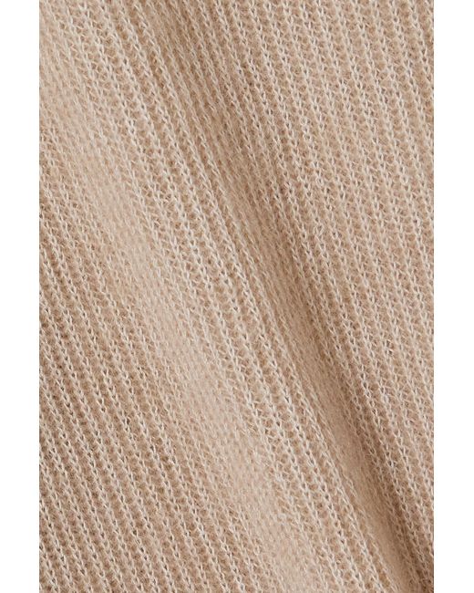 Brunello Cucinelli Natural Round-Collar Long-Sleeved Dress