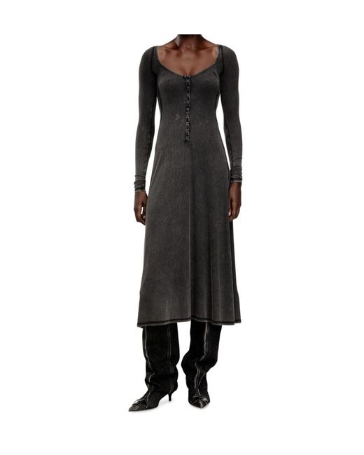 DIESEL Black D-Ley Faded Ribbed Jersey Midi Dress