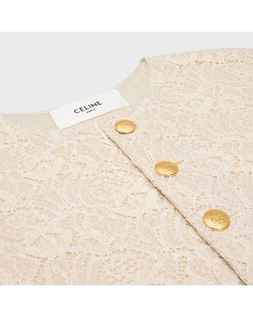 ジャケット CELINE | CHELSEA JACKET IN LACE  2V58S380W.03NE Celine Chelsea Jacket in Natural | Lyst