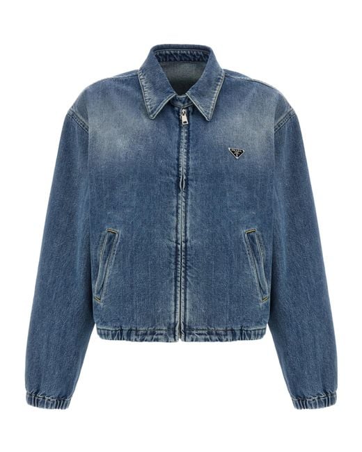 Prada Blue Zip-Up Denim Jacket