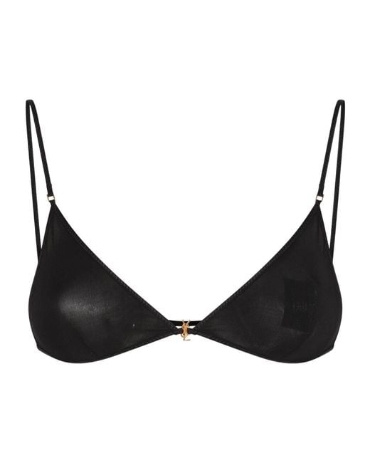 Saint Laurent Black Cassandre Triangle Bra