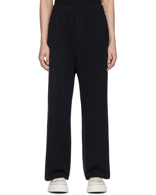 AMI Black Ami Elastic Waistband Logo Plaque Pants for men