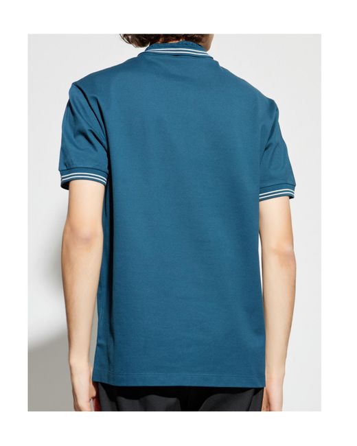 Versace Blue Medusa Embroidered Short-Sleeved Polo Shirt for men