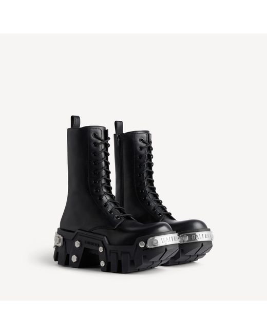 Balenciaga Black Bulldozer Platform Lace-Up Boots