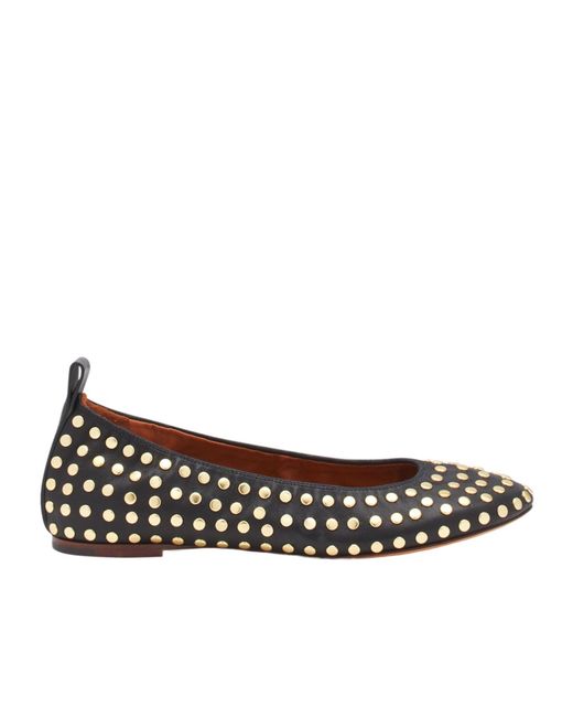 Lanvin Brown Embellished Ballerina Flats