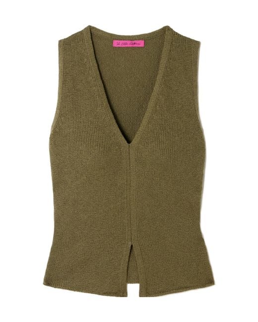 The Elder Statesman Green Cotton V-Neck Tank Top