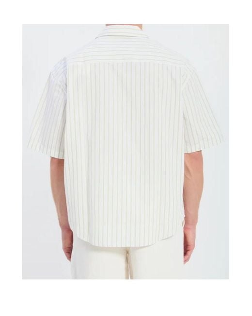 AMI White Ami Striped Boxy Shirt for men