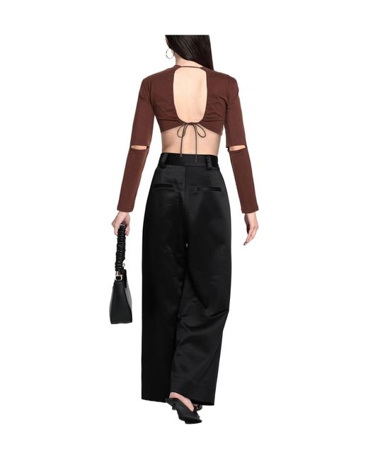 Jacquemus Brown Solid Color Crop Tops