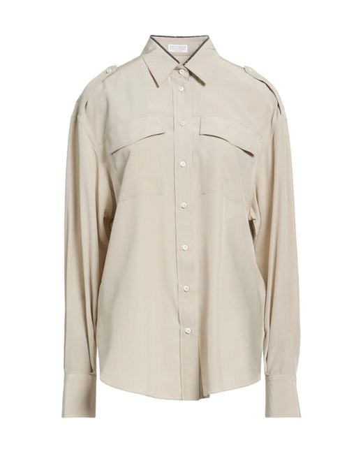 Brunello Cucinelli Natural Silk Shirts Blouses