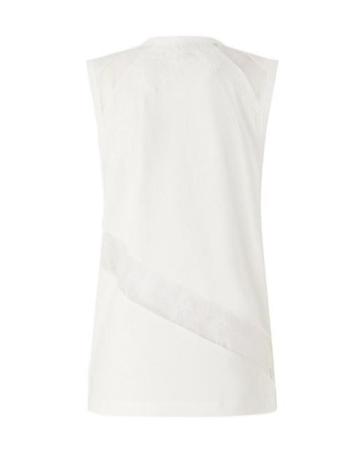 Pinko White Molly Lace Detailed Sleeveless Top