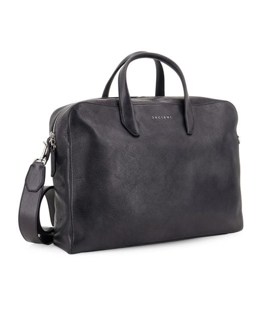 Orciani Black Zipper Briefcase for men