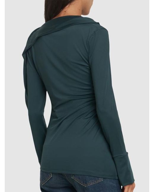 Victoria Beckham Green Smooth Draped Jersey T-Shirt
