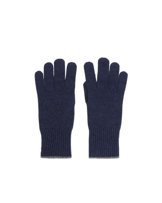 Brunello Cucinelli Blue Knitted Gloves for men