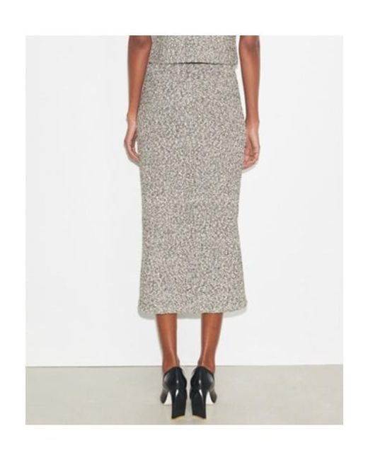Tory Burch Gray Elastic Waistband Tweed Midi Skirt
