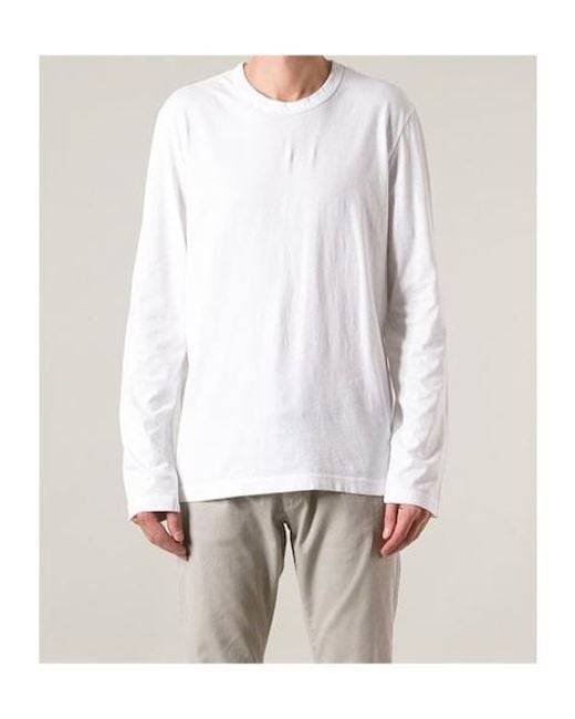 James Perse White Long Sleeved Crew Neck T-Shirt for men