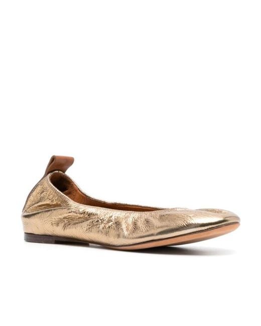 Lanvin Multicolor Ruched Detail Round-Toe Ballerina Shoes