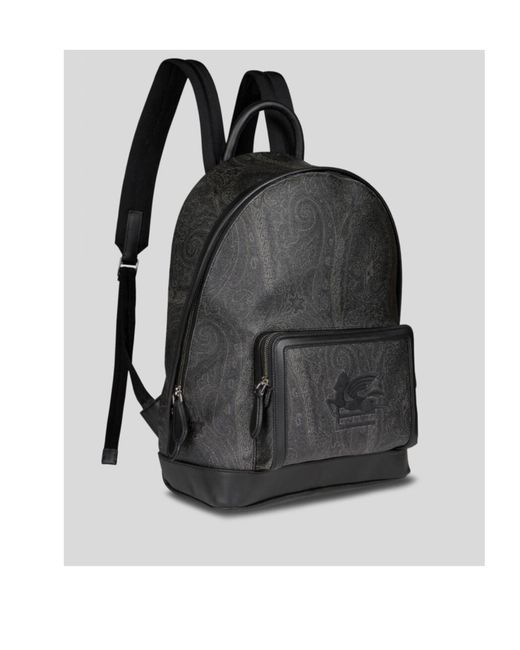 Etro Gray Pegaso Motif Paisley Jacquard Backpack for men
