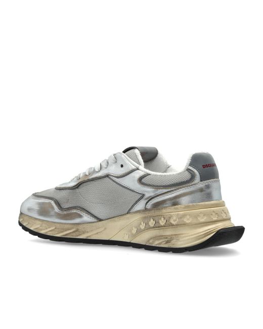 DSquared² White Distressed Low-Top Sneakers