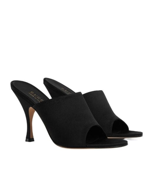 Gucci Black High Heel Slide Sandals