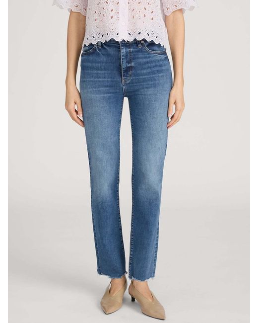 FRAME Blue Le Sleek Straight-Leg Skinny Jeans