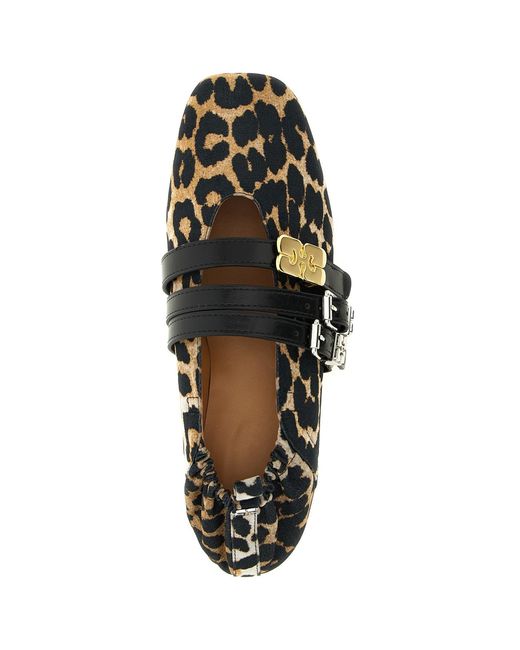 Ganni Black 'Sue Triple' Ballet Flats