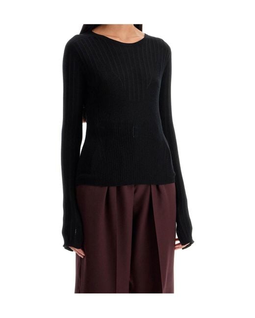 Lanvin Black Rib Round-Neck Sweater