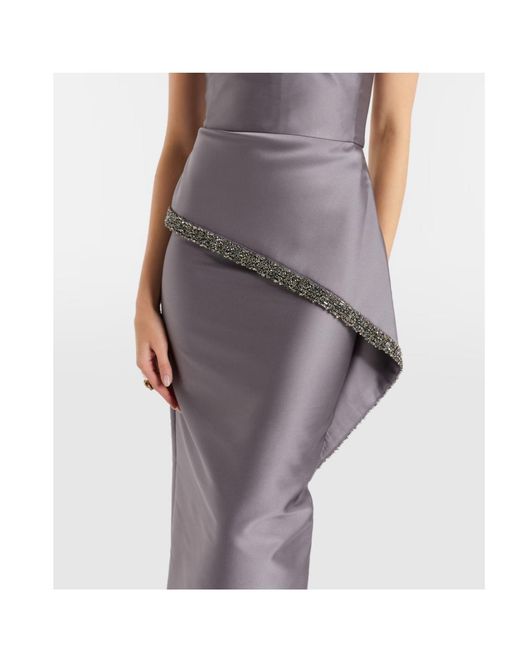 Roland Mouret Purple Taffeta Crystal-Embellished Gown