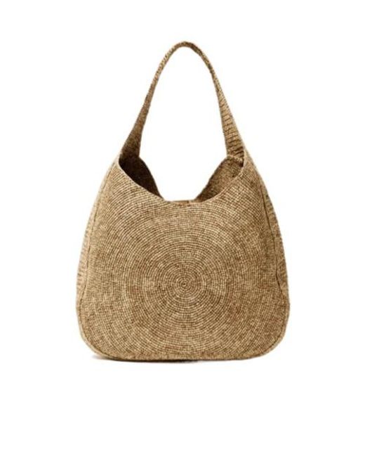 Stella McCartney Natural Logo Large Crochet Hobo Bag