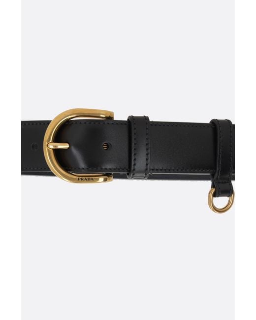 Prada White Logo-Engraved Buckle Belt