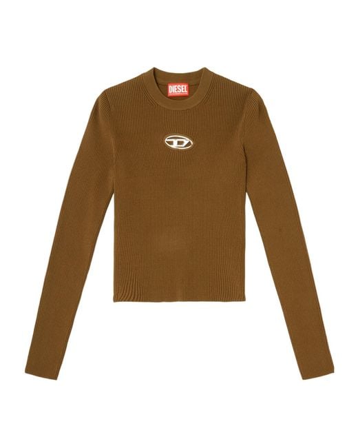 DIESEL Green M-Valari Oval D Ribbed-Knit Top
