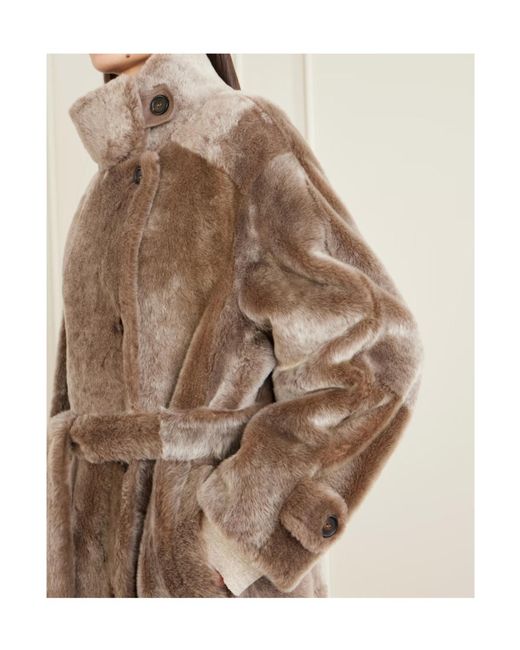 Brunello Cucinelli Brown Belted Shearling Coat