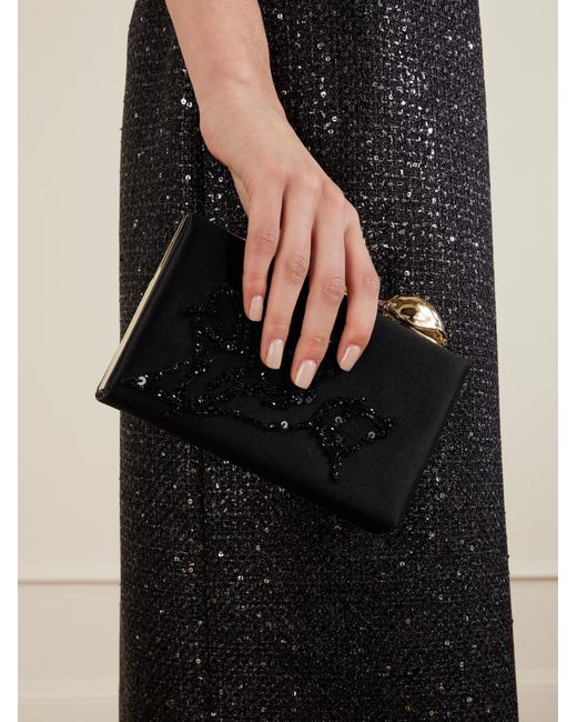 Erdem Black Bloom Minaudière Clutch Bag