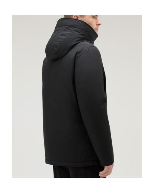 Woolrich Black Arctic Button-Up Padded Jacket for men