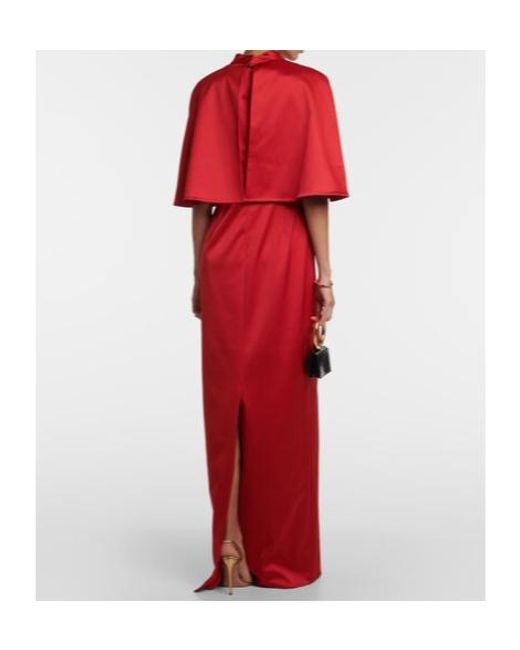 Carolina Herrera Red Shawl Satin Dress