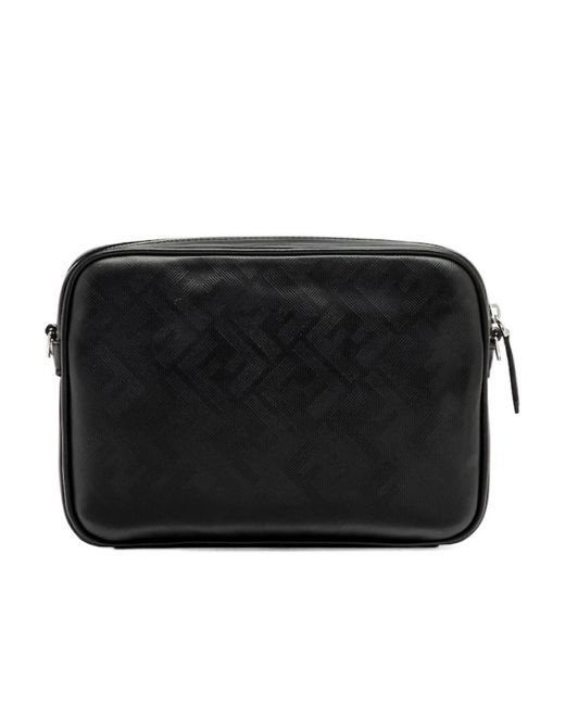 Fendi Black Shadow Diagonal Duo Camera Messenger Bag for men