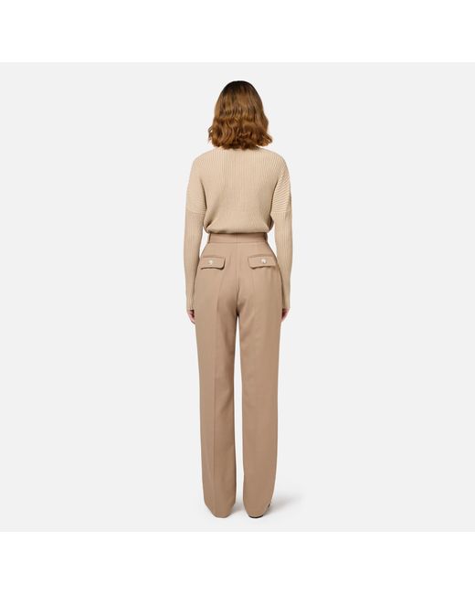 Elisabetta Franchi Natural Long-Sleeved Jumpsuit