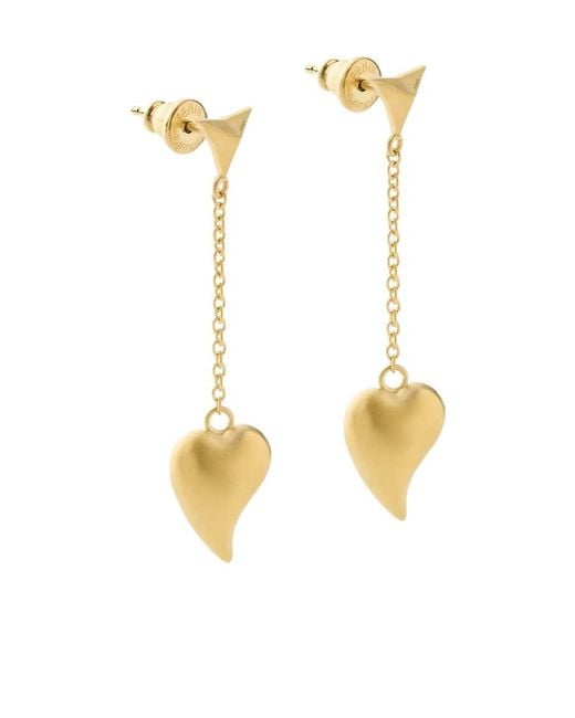 Fendi Metallic Heartbeat Pendant Earrings