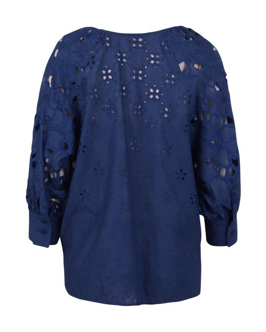 Ermanno Scervino Blue Cut-Out Detailed Blouse
