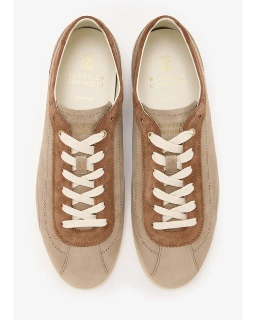 Brunello Cucinelli Brown Low-Top Lace-Up Sneakers for men