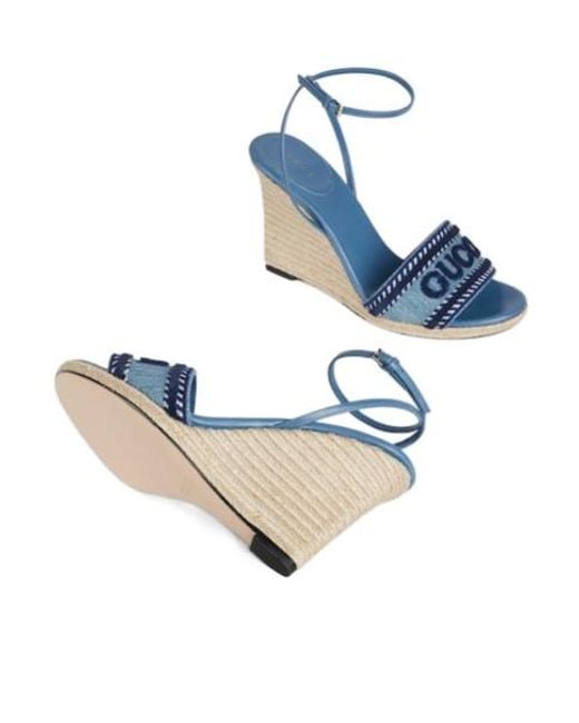 Gucci Blue Platform Espadrille
